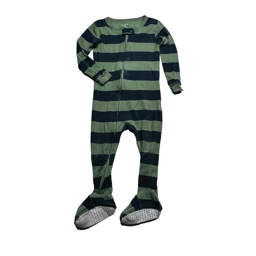 Carter's Eaffle Knit Green and Black Striped Footie‎